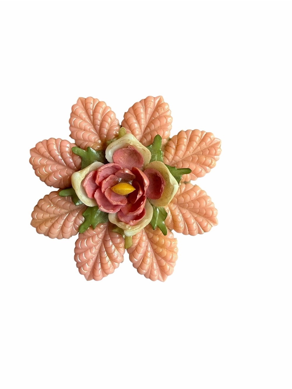 1940s/50s Handmade Floral Seashell‎ Brooch